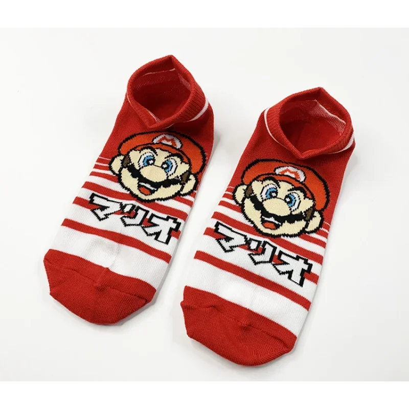 Calcetines de algodón Super Marios Bros, calcetines de tiro bajo con dibujos animados para estudiantes, calcetines de barco Kawaii de Anime Marios para niños, juguete para regalo para el hogar - imagen 5