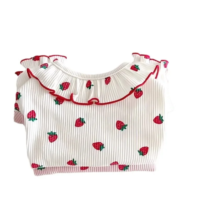 Sudadera con capucha de fresa de encaje fino para mascotas, Top con cuello arrugado para perros, camiseta inferior de Schnauzer para gatos, ropa para cachorros y perros pequeños - imagen 5