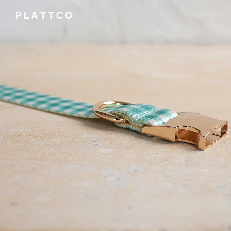 PLATTCO-collar de perro de diseño único, estampado de hierba, patrón a cuadros, hebilla de aleación de zinc de color claro de alta calidad, 5 tamaños, PDC306G - imagen 4