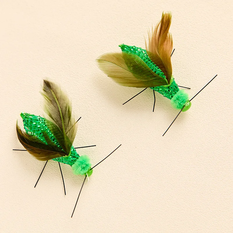 2 uds simulación formas de insectos pluma gato juguete reemplazo cabeza gatito gato Teaser juguete para mascotas - imagen 5
