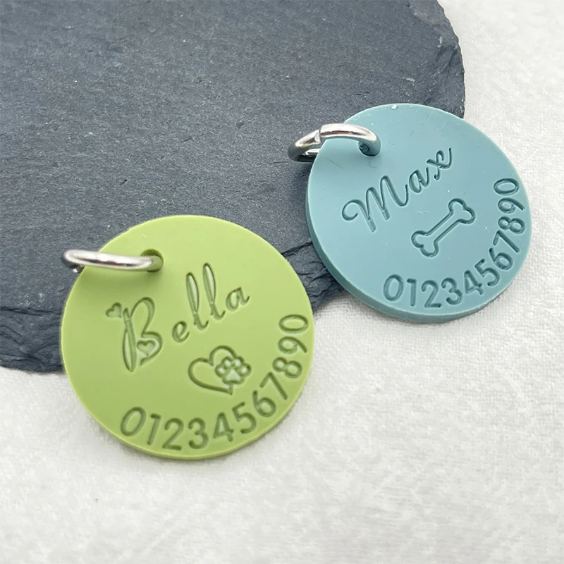 Nueva etiqueta de identificación antipérdida de silicona personalizada para mascotas, etiqueta para perro y gato, nombre grabado, número de teléfono, colgante personalizado, collares para cachorros, accesorios - imagen 2