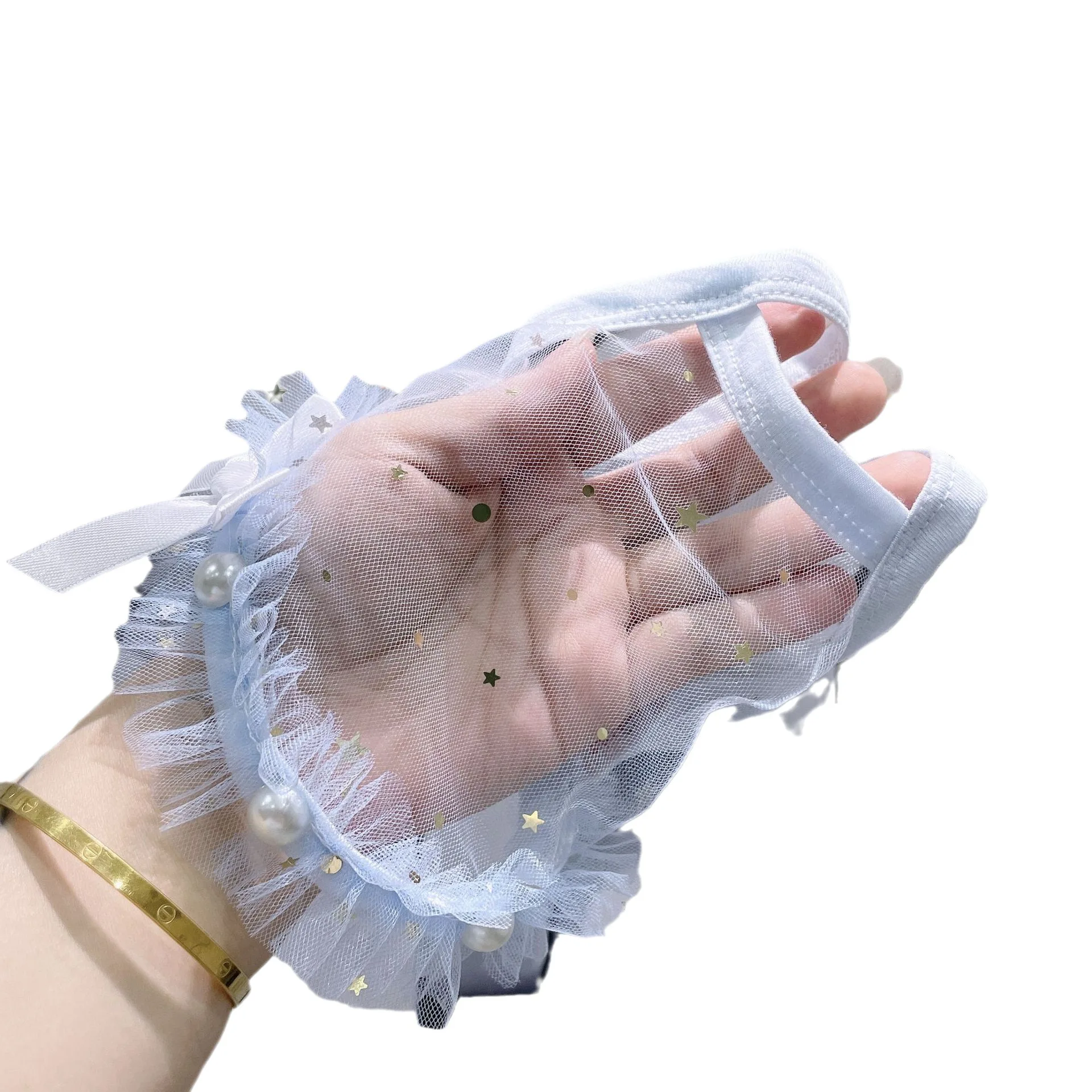 Camiseta sin mangas de malla transparente para mascotas, vestido con tirantes y lazo, camiseta sin mangas de peluche, ropa para perros pequeños, ropa para cachorros - imagen 5