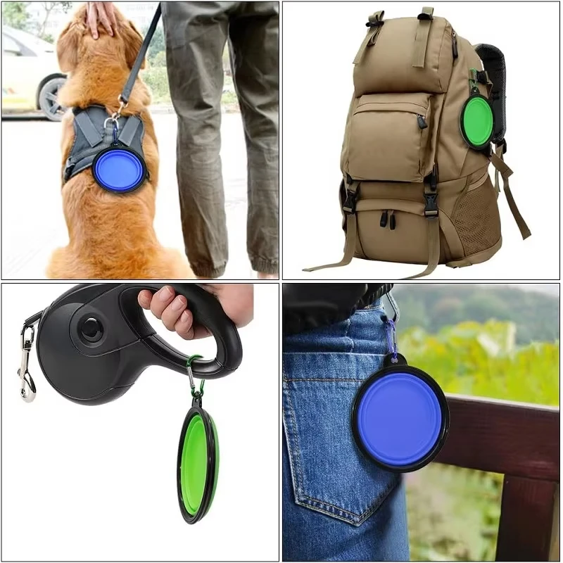 OUZEY-cuenco alimentador portátil plegable para perros, cuenco de agua multifuncional para mascotas al aire libre con mosquetón, contenedor de botella de agua para comida para perros y gatos - imagen 4