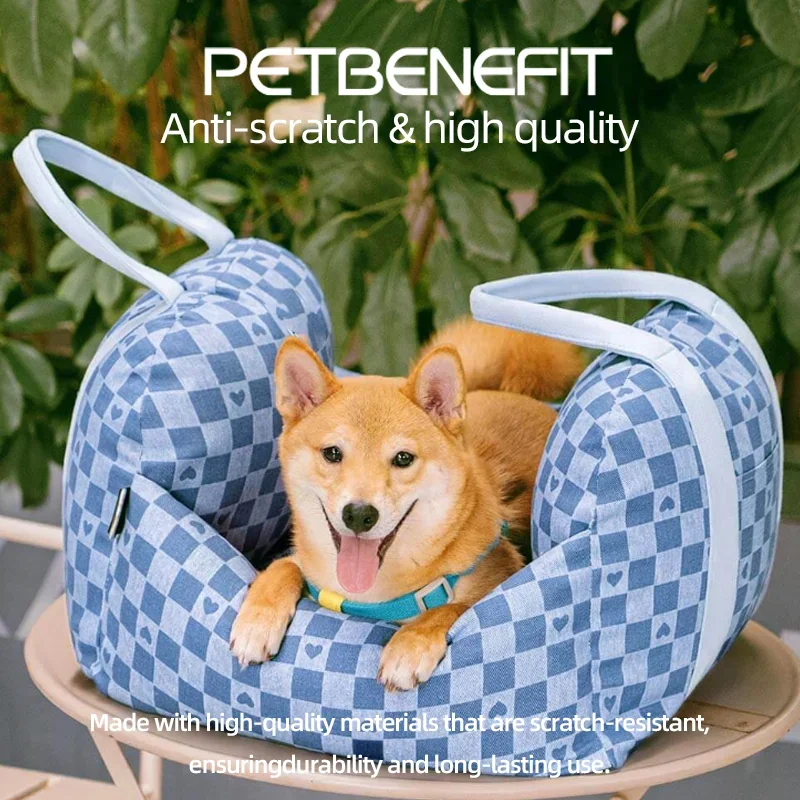 Asiento de coche portátil para perros y mascotas, portadores antideslizantes con Control Central, caja de reposabrazos segura para coche, perrera elevadora para perros pequeños y gatos, viaje - imagen 2