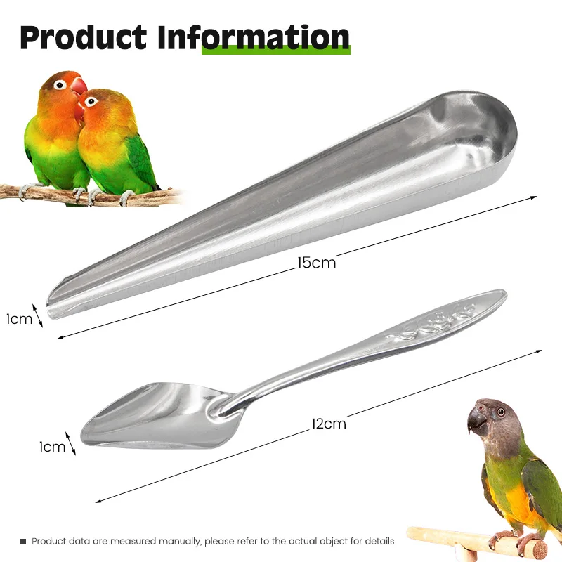 Cuchara de acero inoxidable para alimentación de aves y mascotas, contenedor de semillas, alimentador de loro, suministros de alimentación de peonía - imagen 2