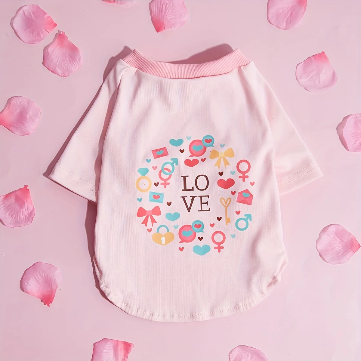 Camisa cómoda con estampado de corazón de amor rosa para perro, camisetas para perros, ropa para mascotas para cachorros, gatos y perros pequeños, Día de San Valentín - imagen 3