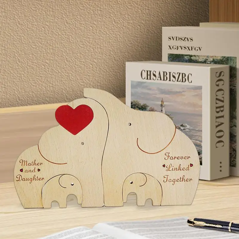 Escultura de adorno de mesa de elefante de madera, estatuilla artesanal de elefante familiar, modelo de tallado de escritorio para amantes de las mascotas, hogar - imagen 2