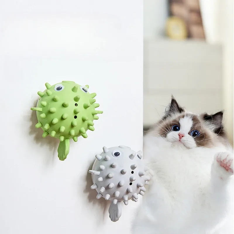Bola de hierba gatera para moler dientes de mascotas, juguetes para gatos, suministros de juego interactivos duraderos para interiores, productos para masticar de plástico montados en la pared - imagen 2