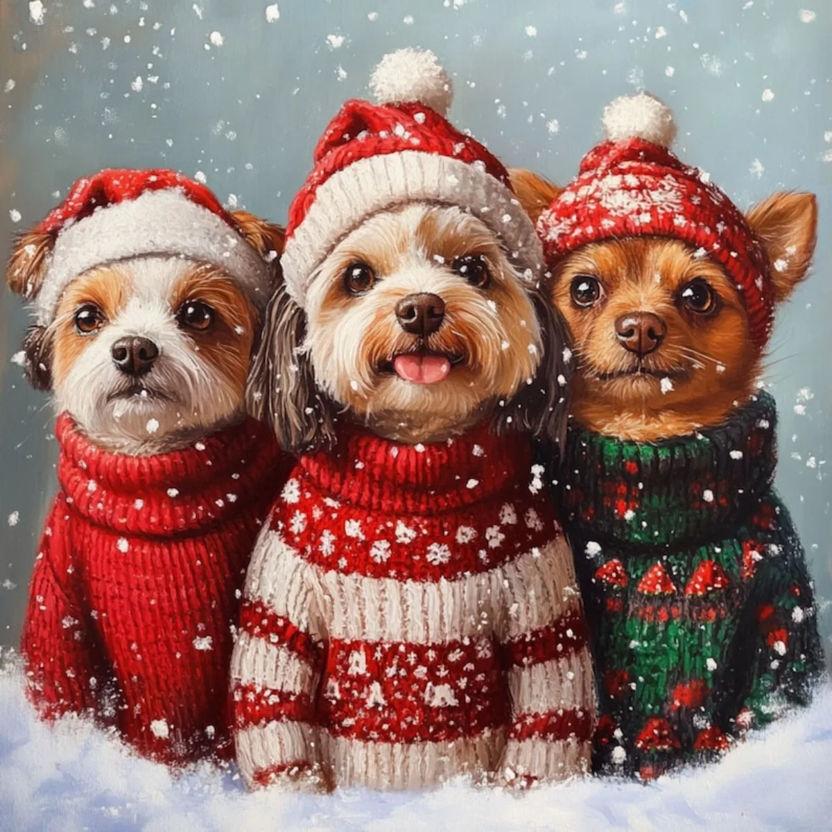 ATUBAN Retrato de Navidad para mascotas, Retrato de mascotas reales, Regalo de retrato de mascotas, Pintura de animales, Retrato familiar, Regalo de Navidad, Regalo de Año Nuevo
