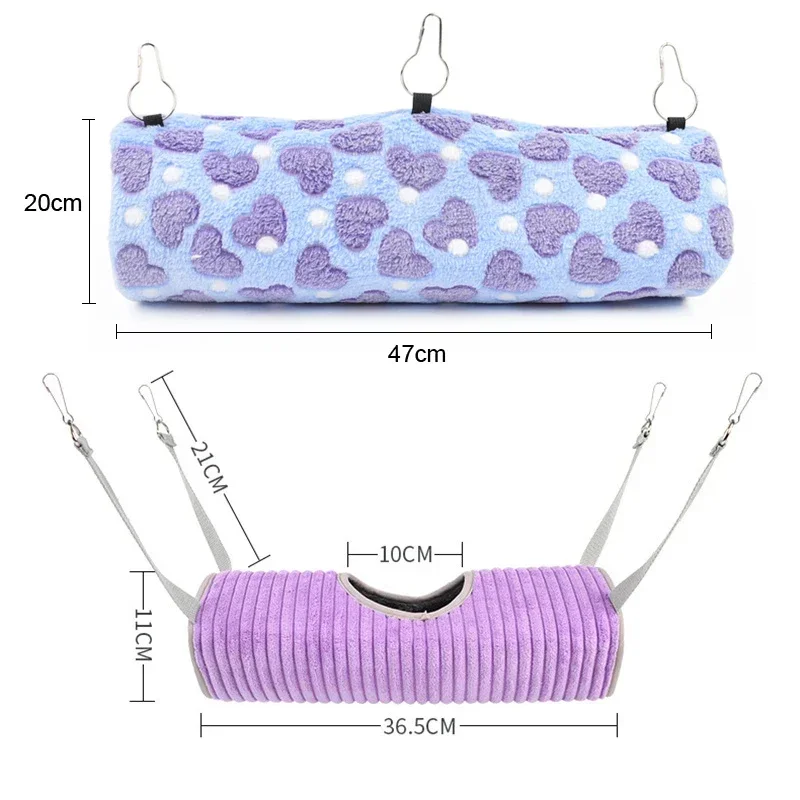 Túnel para hámster, hurón, cama para dormir, nido, jaula colgante, columpio, bonito hamaca con estampado de corazón para animales pequeños, juguete oculto cálido - imagen 3