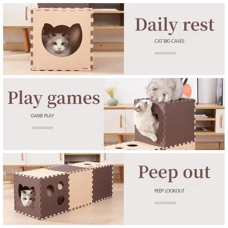 Juguetes de túnel para gatos empalmables, resistentes al desgaste, fáciles de almacenar, túnel de juego para gatos, juguete para gatos, barril de taladro transpirable, divertida estera para mascotas, casa para mascotas - imagen 3