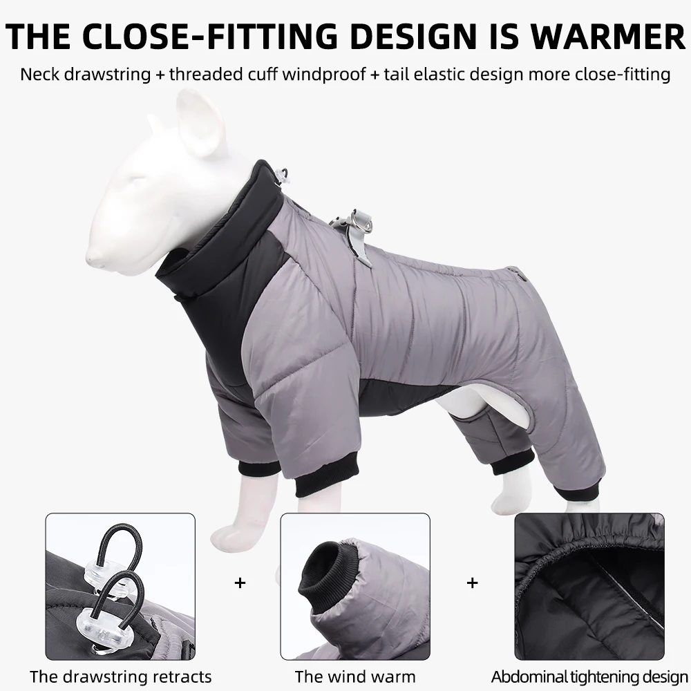 Ropa de invierno para perros pequeños y medianos, chaqueta gruesa cálida impermeable reflectante para cachorros, arnés, mono para Chihuahua - imagen 4