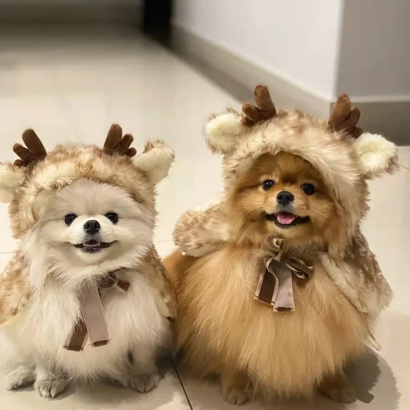 Disfraz navideño para gatos y perros pequeños con capa de alce - imagen 2