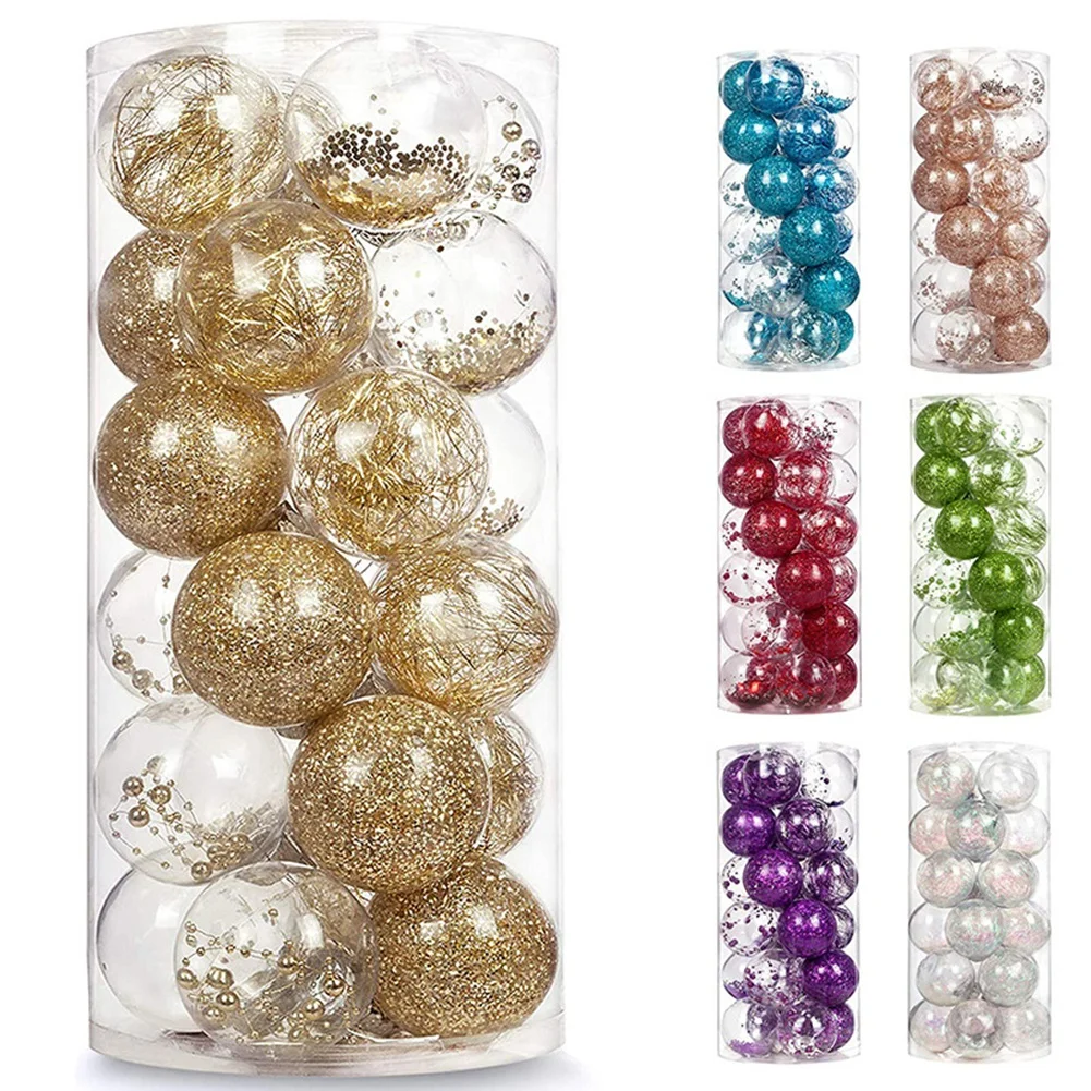 Adornos transparentes de bolas de Navidad, adornos inastillables para árbol de Navidad, lazo colgante para decoración del hogar, fiesta de vacaciones