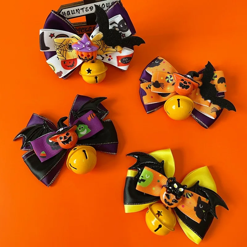 Nuevo divertido pajarita de Halloween, Collar de campana, adorno de lazo para perro y gato, regalos de vacaciones, productos para mascotas - imagen 2