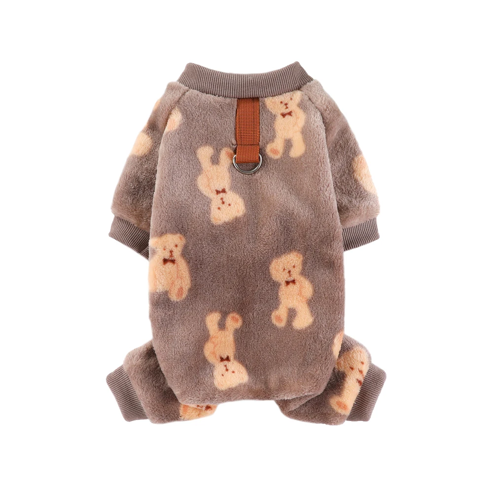 Ropa de invierno para perros pequeños y medianos, pijamas térmicos de terciopelo Coral para perros, mono bonito de oso de peluche de dibujos animados para cachorros, XS-4XL - imagen 2