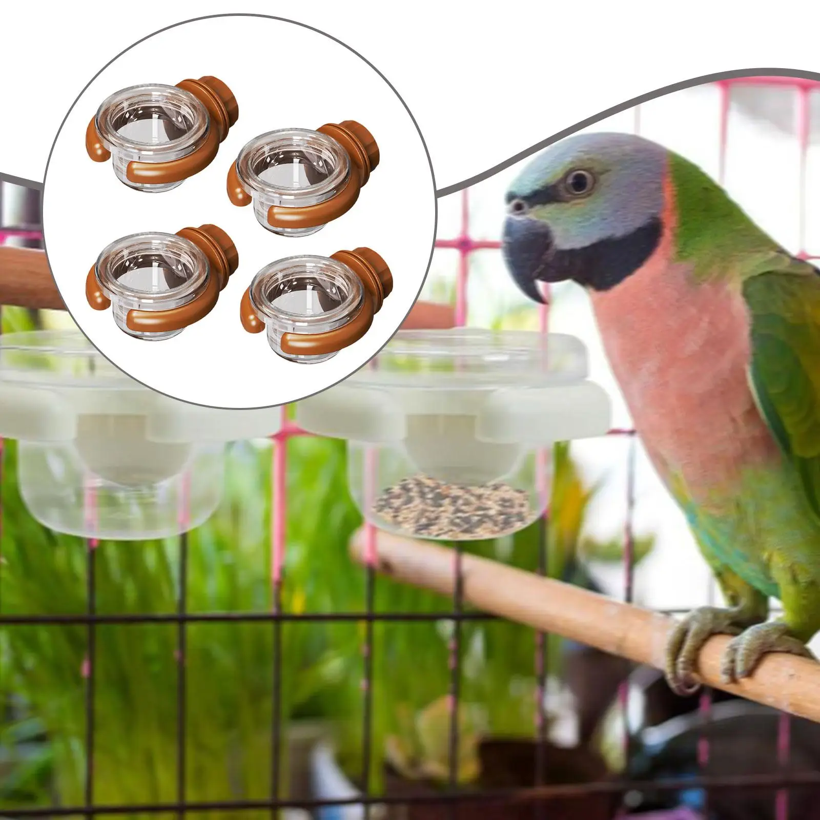 4x accesorio para comedero de agua para pájaros, versátil, fácil de limpiar, resistente, profesional, transparente, cuenco de alimentación colgante, decoración de jardín - imagen 4