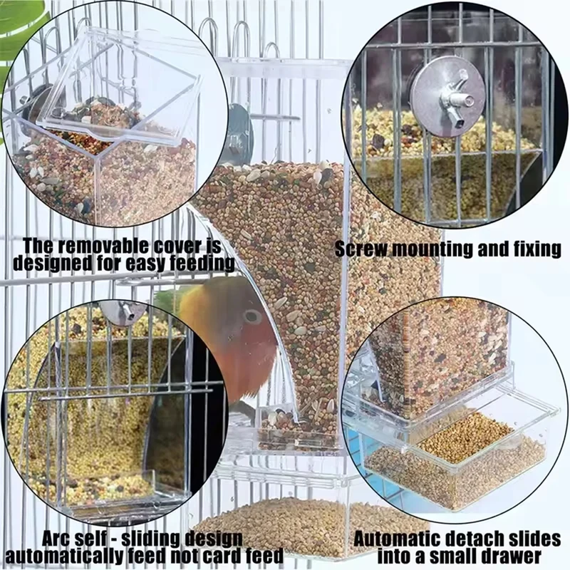 Comedero antiderrames para loros transparente y resistente - imagen 2