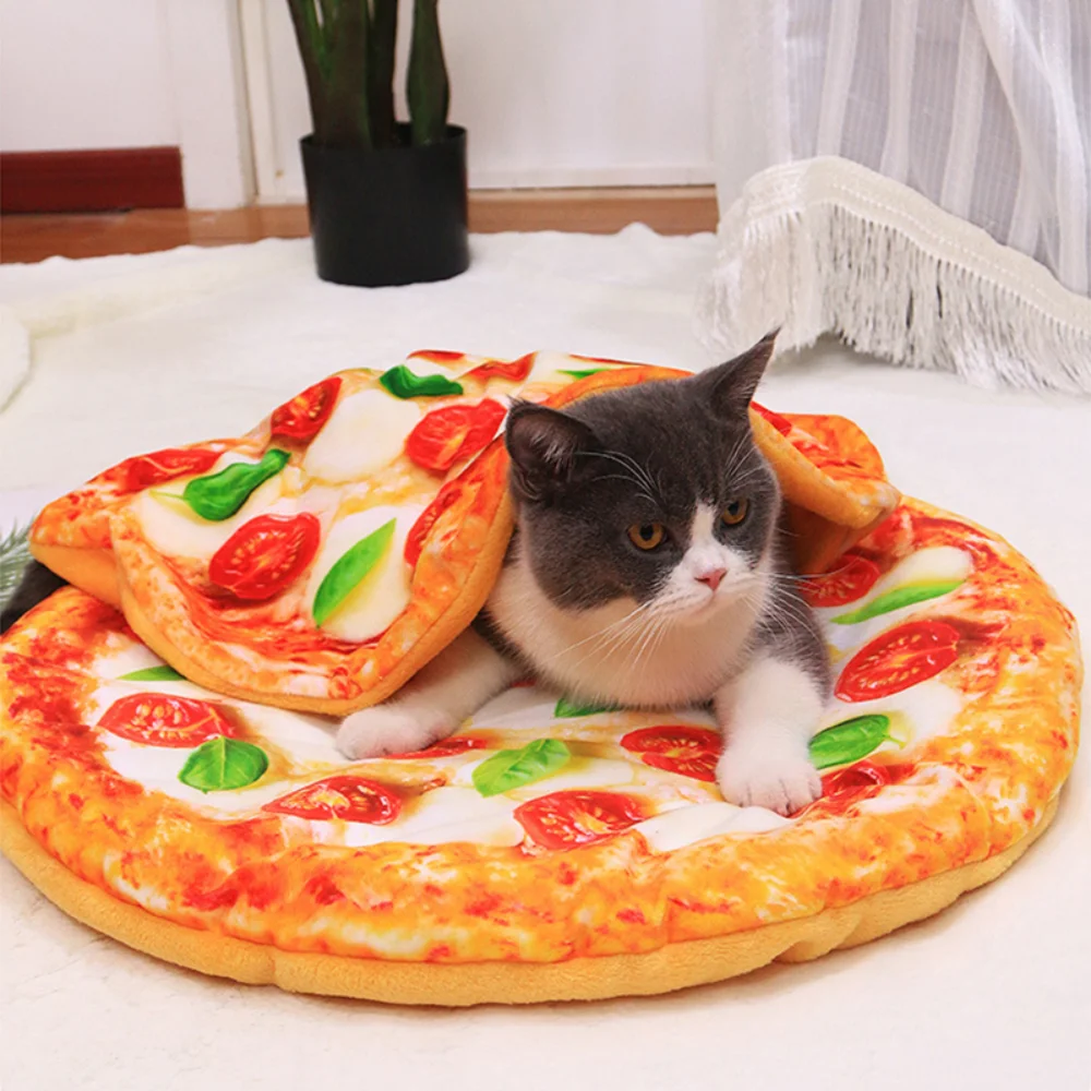 Alfombrilla cómoda para dormir para perros, manta suave y cálida con forma de Pizza, huevo escalfado, novedad, 2023 - imagen 2