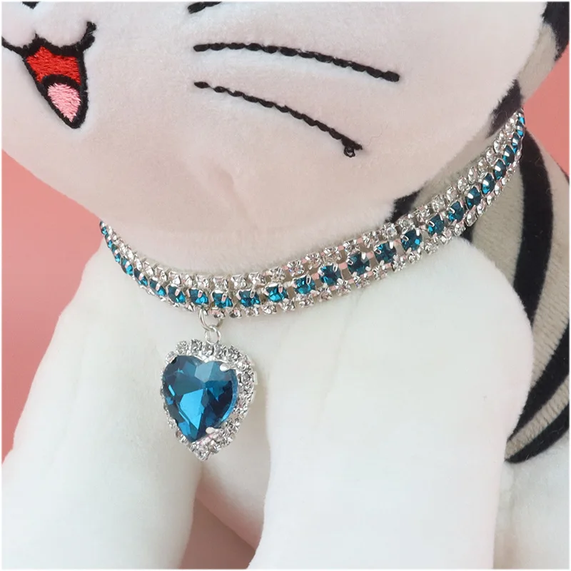 Diy lindos collares de lujo para mascotas, Collar para perros y gatos, colgante de amor, suministros para mascotas, Collar de lujo de cristal de amor, Collar para gatitos, Collar para gatos