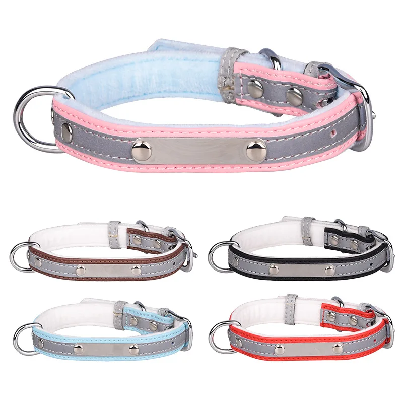 OUZEY-Collar reflectante para perros, Collar para mascotas con identificación grabada personalizada, Nylon impermeable, fácil de limpiar, accesorios para perros - imagen 3