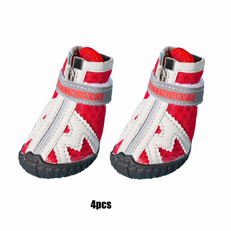 Zapatos transpirables para perro, Botas de lluvia antideslizantes, Protector de calzado transpirable para gatos pequeños, calcetines para cachorros, botines de verano, 4 unidades por juego - imagen 3