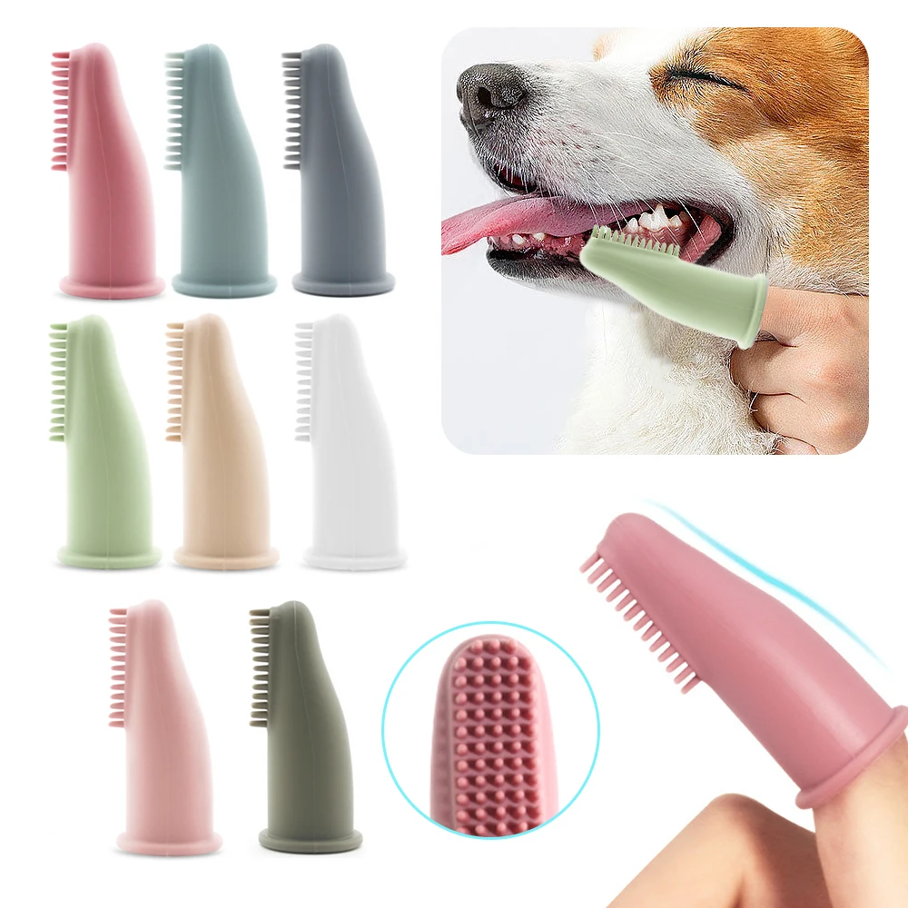 Cepillo de dientes de silicona para perros y gatos, herramienta de Limpieza de dientes de dedo, súper suave, cuidado del mal aliento, no tóxico, suministros de limpieza - imagen 2