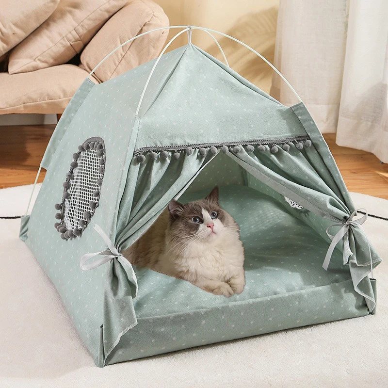 Tienda ocultadora para gatos, cama nido semicerrada, portátil, interior, transpirable, desmontable, casa para gatos, camas universales para mascotas para las cuatro estaciones