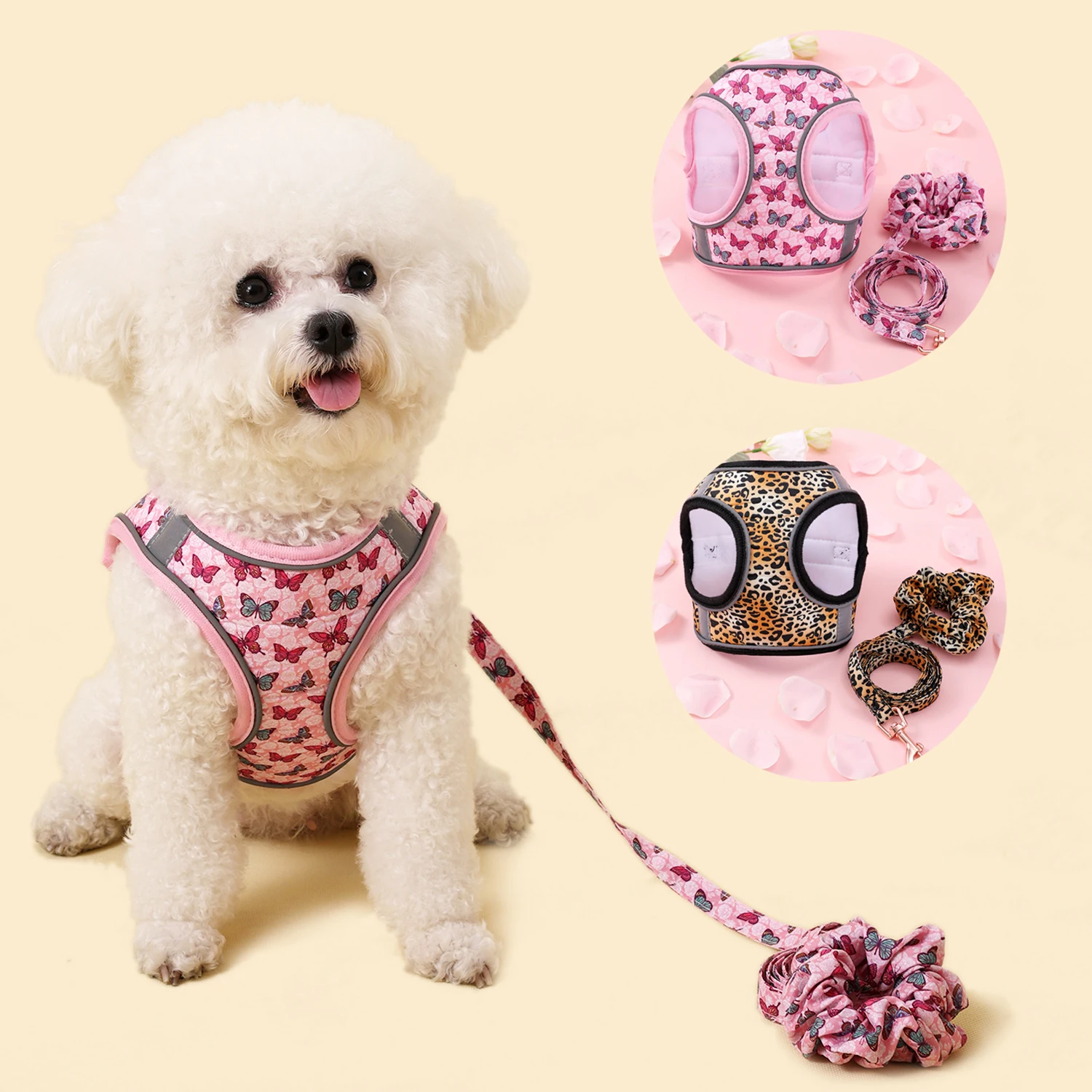 Arnés mediano cálido para gatos, pulsera de tracción bonita, conjunto de correa para perros pequeños, chaleco suave para cachorros, arnés, accesorios para mascotas, invierno