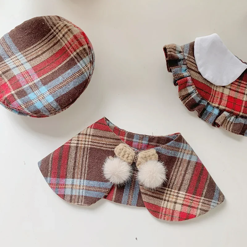 Babero de baba para gato, bufanda hecha a mano, Collar, sombrero para mascota, babero, corbata, nuevo conjunto a cuadros, pajarita para perro, accesorios para gatos, accesorios para cachorros - imagen 4