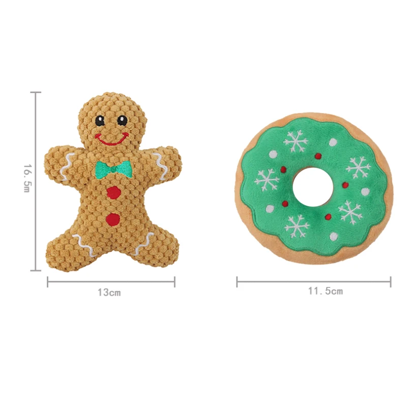 Juguete para masticar con ruido de peluche para perros, Papá Noel, alce, hombre de jengibre, Donut, gato, perro, serie navideña, suministros de rompecabezas bonitos de dibujos animados - imagen 5