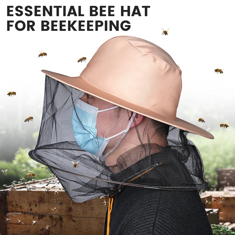 Gorro Protector de apicultura, sombrero antiabeja, mosquitera, red para insectos, velo, Protector facial para cabeza, equipo de apicultor, 1 ud.