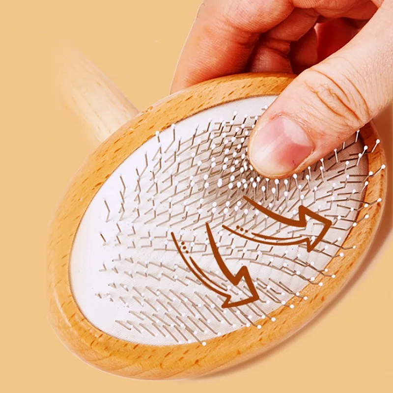 Cepillo para perros, peine de madera para perros con cuentas, masaje para el cuidado de mascotas, cepillo para gatos, removedor de pelo para mascotas, peine de madera para perros, apertura de nudos - imagen 4