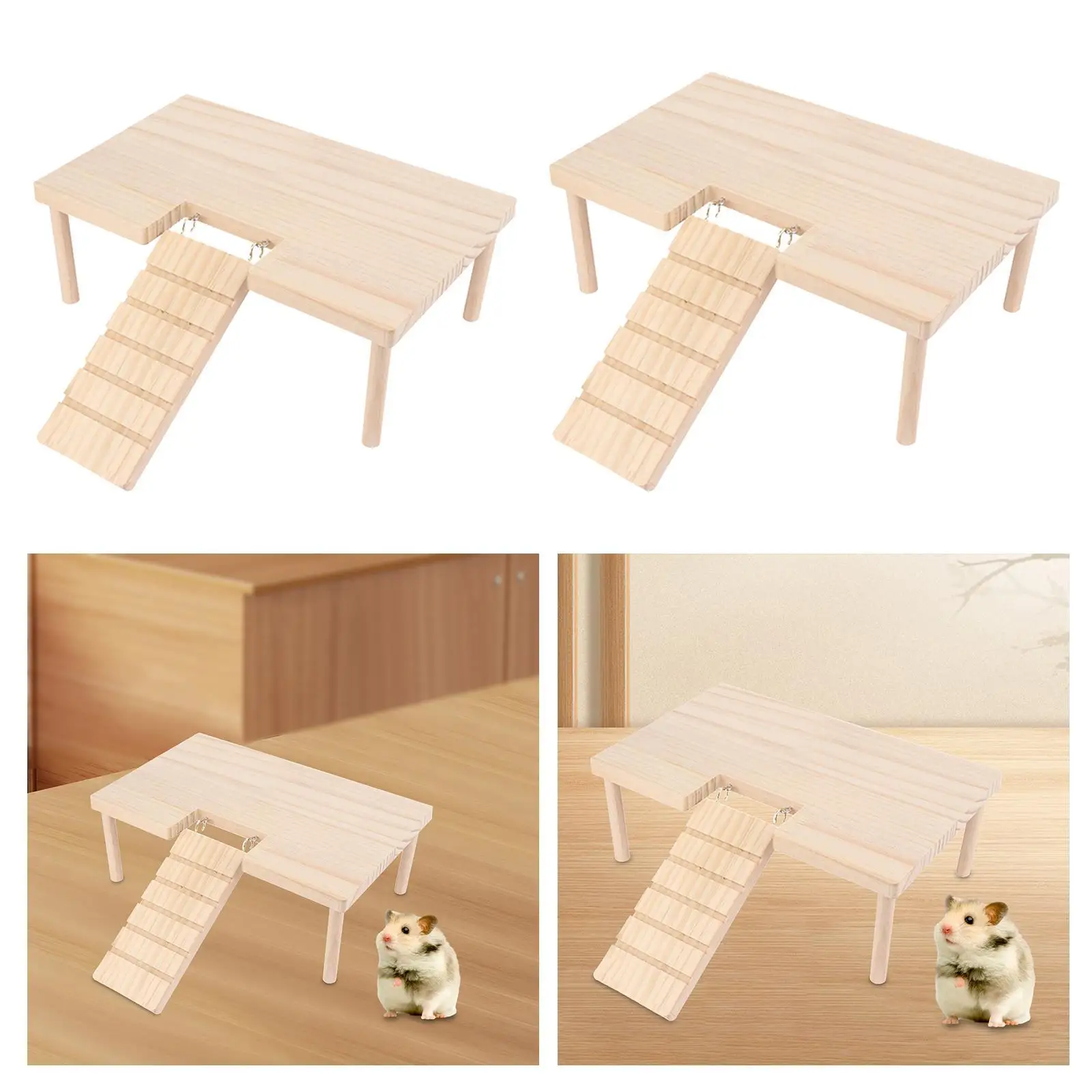Wooden Hamster Platforms Rodent Playset with Ladder Small Animal Climbing Platforms Wooden Hamster Platforms Rodent Playset with Ladder Small Animal Climbing Platforms