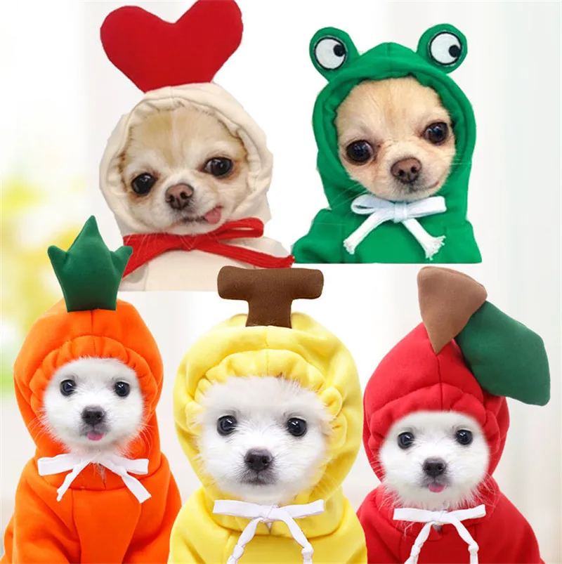 Ropa bonita de fruta para perros pequeños, sudaderas con capucha, ropa cálida de lana para mascotas, disfraz para cachorros y gatos, abrigo para cachorros, perros pequeños y medianos y gatos - imagen 2