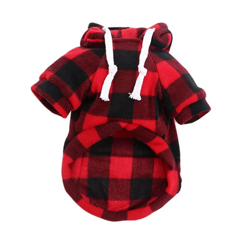 Ropa de invierno para perros de estilo británico, chaqueta con capucha a cuadros, abrigo grueso y cálido para perros grandes, ropa para perros pequeños, medianos y grandes