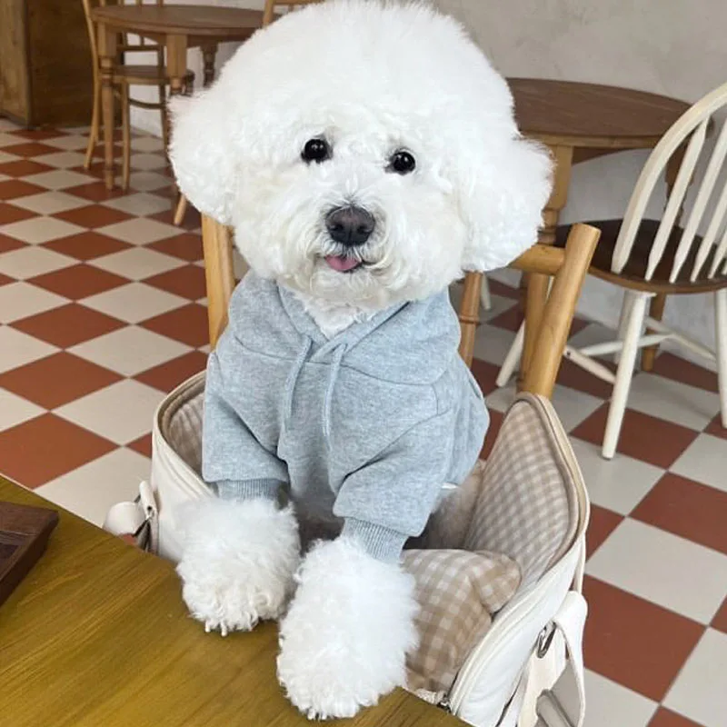 Sudaderas con capucha, ropa gris azul marino, Jersey cálido, abrigo, ropa para mascotas para perros pequeños, Chihuahua, perro salchicha, sudadera, disfraces XS - imagen 5