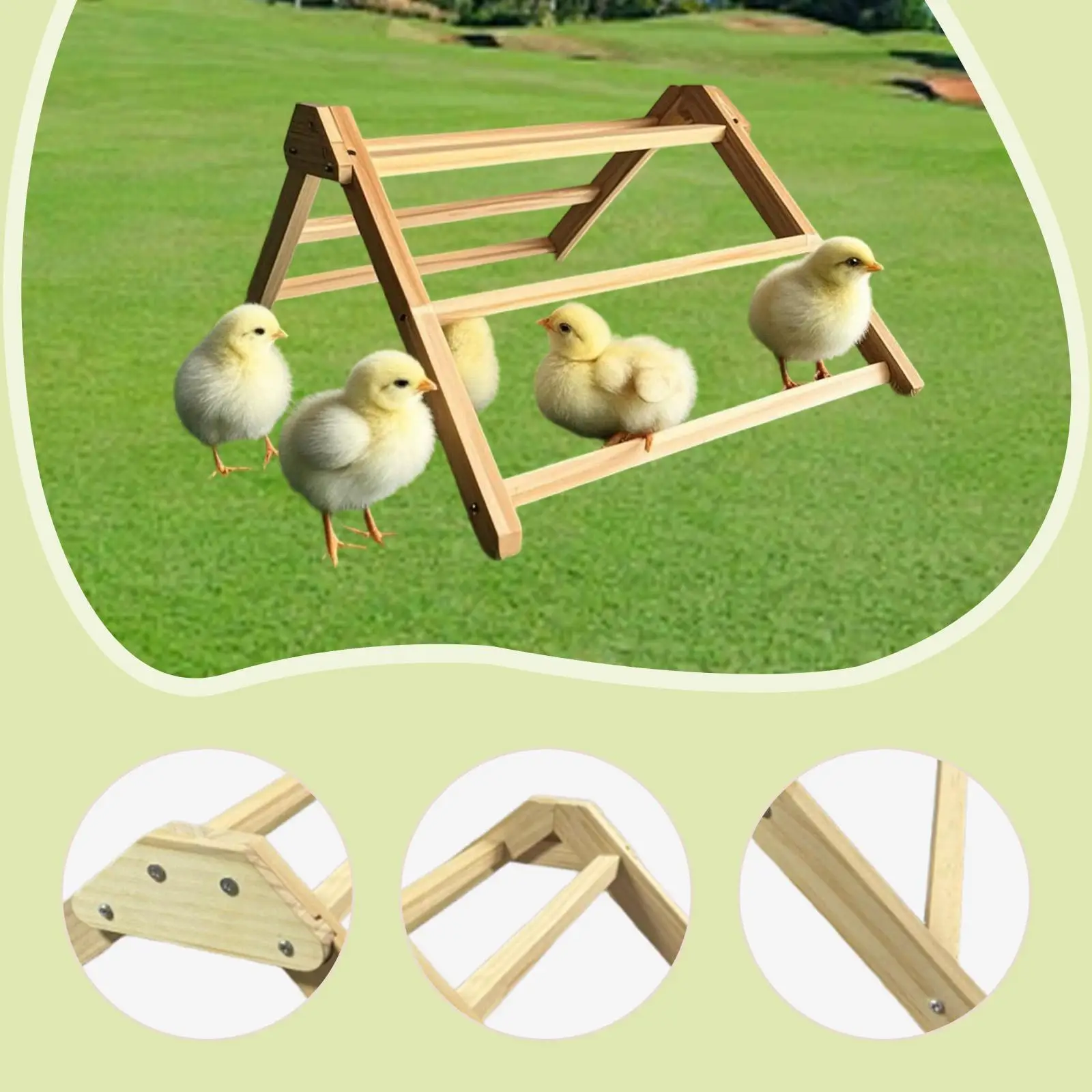 Chicken Roosting Perch Anti Slip Wooden Roosting Stand for Chicks Hen Birds