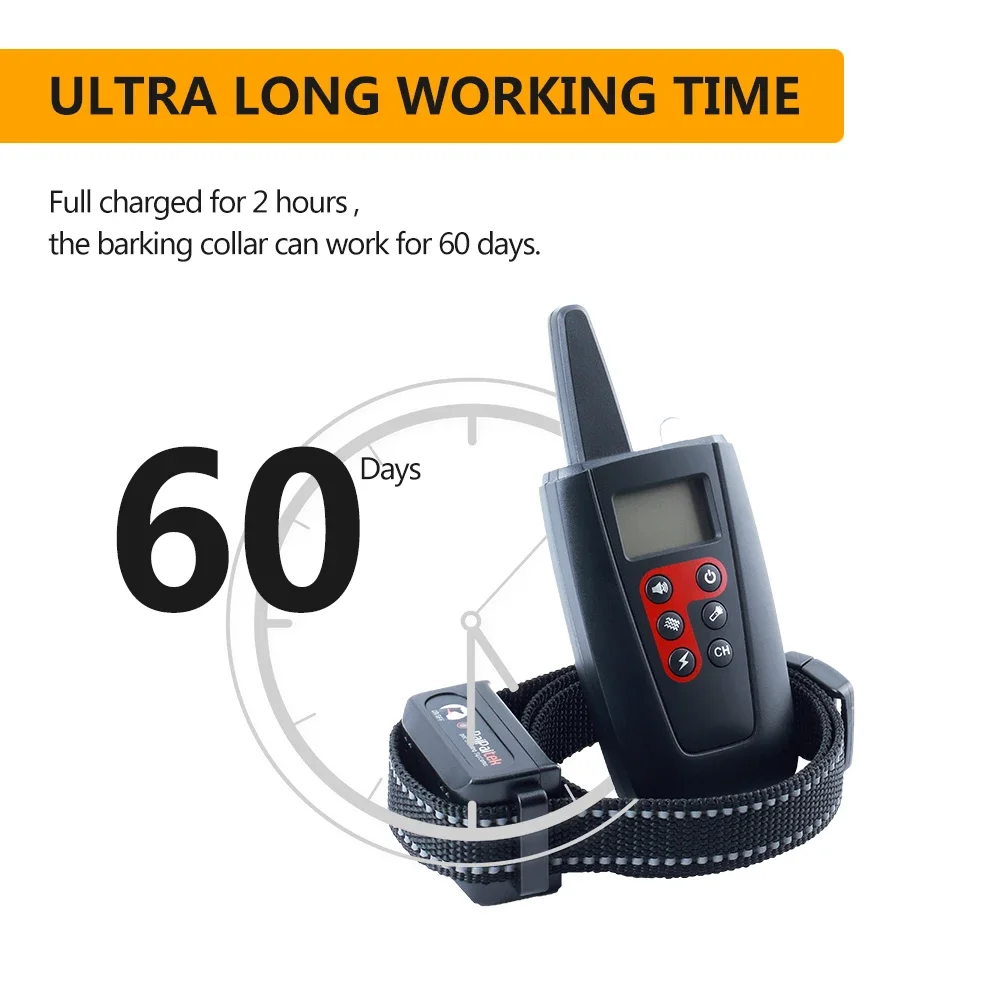 Collar de entrenamiento eléctrico para perros de 1000M, Collar para detener ladridos de perros 1/2/3, Collar de nailon reflectante 2 en 1, dispositivo recargable IPX7 para mascotas - imagen 2
