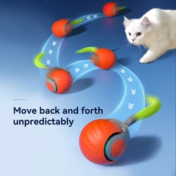Pelota interactiva para gatos, pelota rodante automática, cola sintética, juguete eléctrico inteligente recargable para mascotas, entrenamiento de rompecabezas para perros y gatos