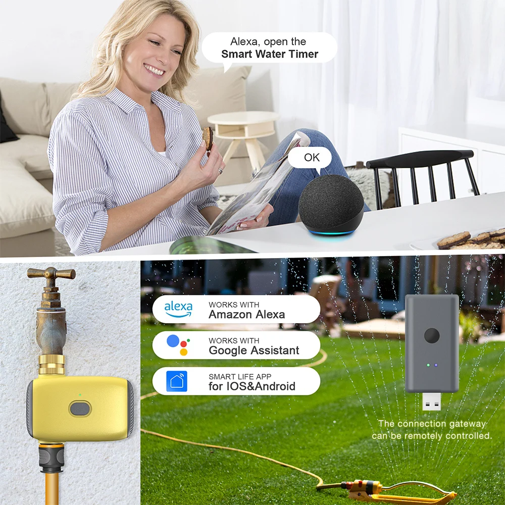 Temporizador de riego de jardín inteligente Tuya Zigbee, temporizador de agua automático, controlador de riego por goteo programable, sistema de riego al aire libre - imagen 3