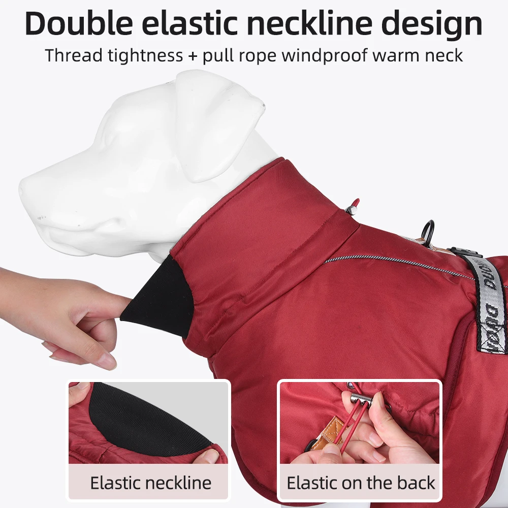 Abrigo impermeable para perros con arnés y reflectante - cuello alto - imagen 2