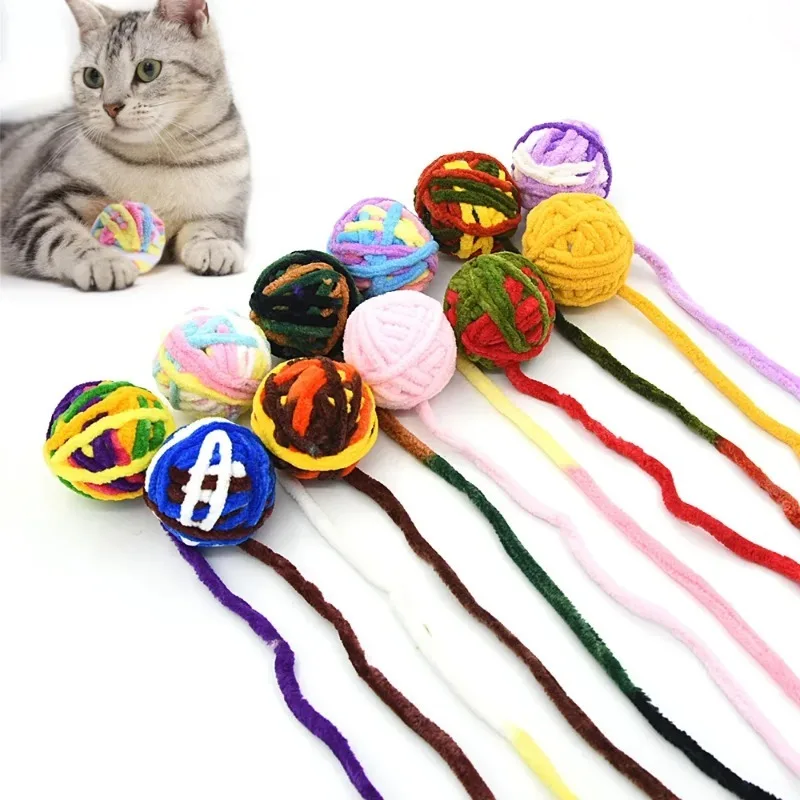 Juguete de peluche para Gato, juguetes interactivos para masticar y provocar con campana, bolas de colores para gatitos, suministros para gatos, 2 uds. - imagen 4