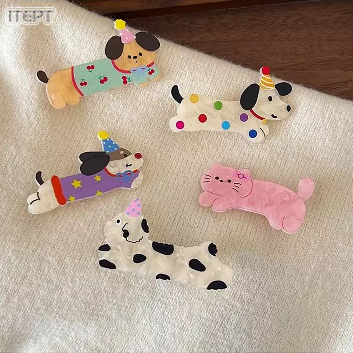 Pinza para el pelo de gato y cachorro de dibujos animados, 5 uds. - imagen 2