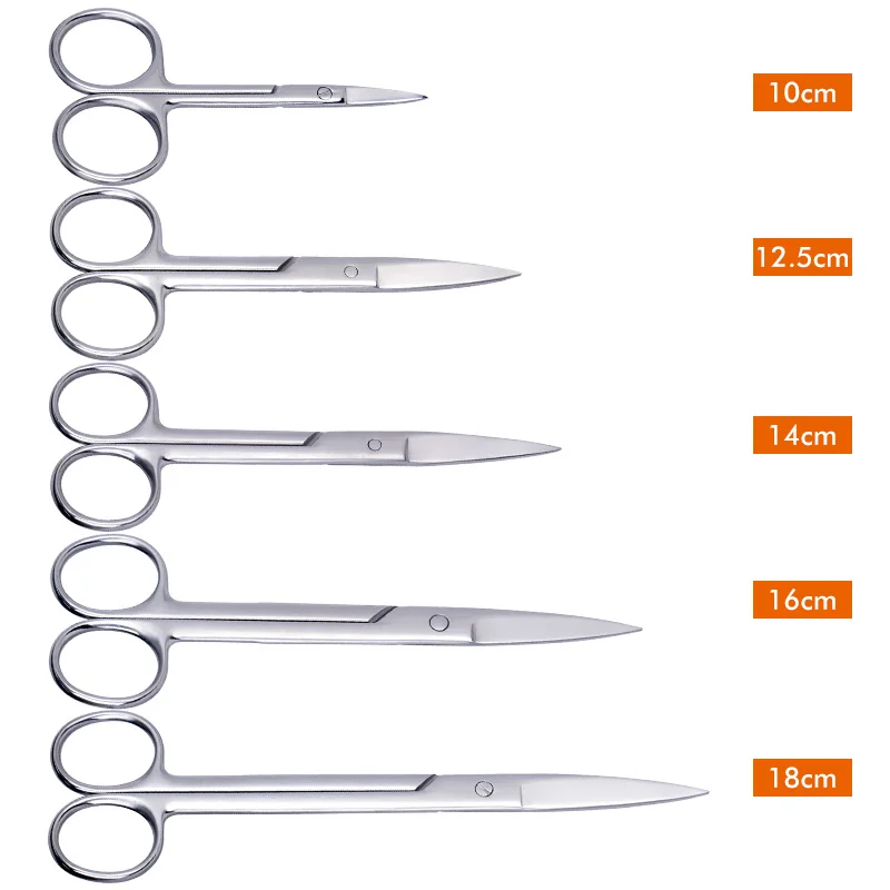 Tijeras quirúrgicas médicas de acero inoxidable para veterinario de animales, tijeras de corte de pelo con punta curva recta, 10cm/12,5 cm/14cm/16cm/18cm - imagen 3