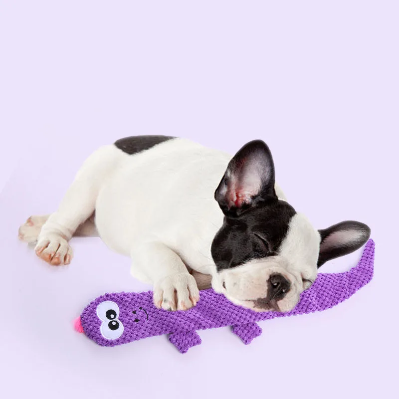 Nuevos juguetes de peluche para perros lagarto, juguetes para masticar duraderos y chirriantes para cachorros y perros adultos, juguetes molares para limpiar los dientes, - imagen 4