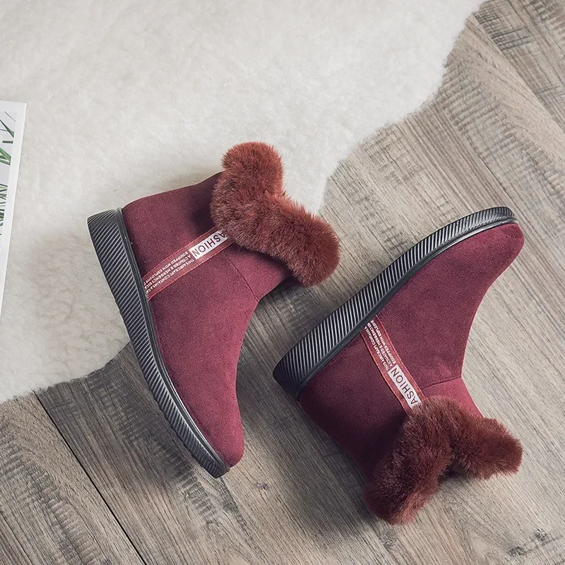 Venta caliente de botas de mujer nuevas botas de nieve de invierno botas cortas de felpa cálidas botines grandes plataforma de zapato de algodón zapatos de mujer Botines - imagen 3
