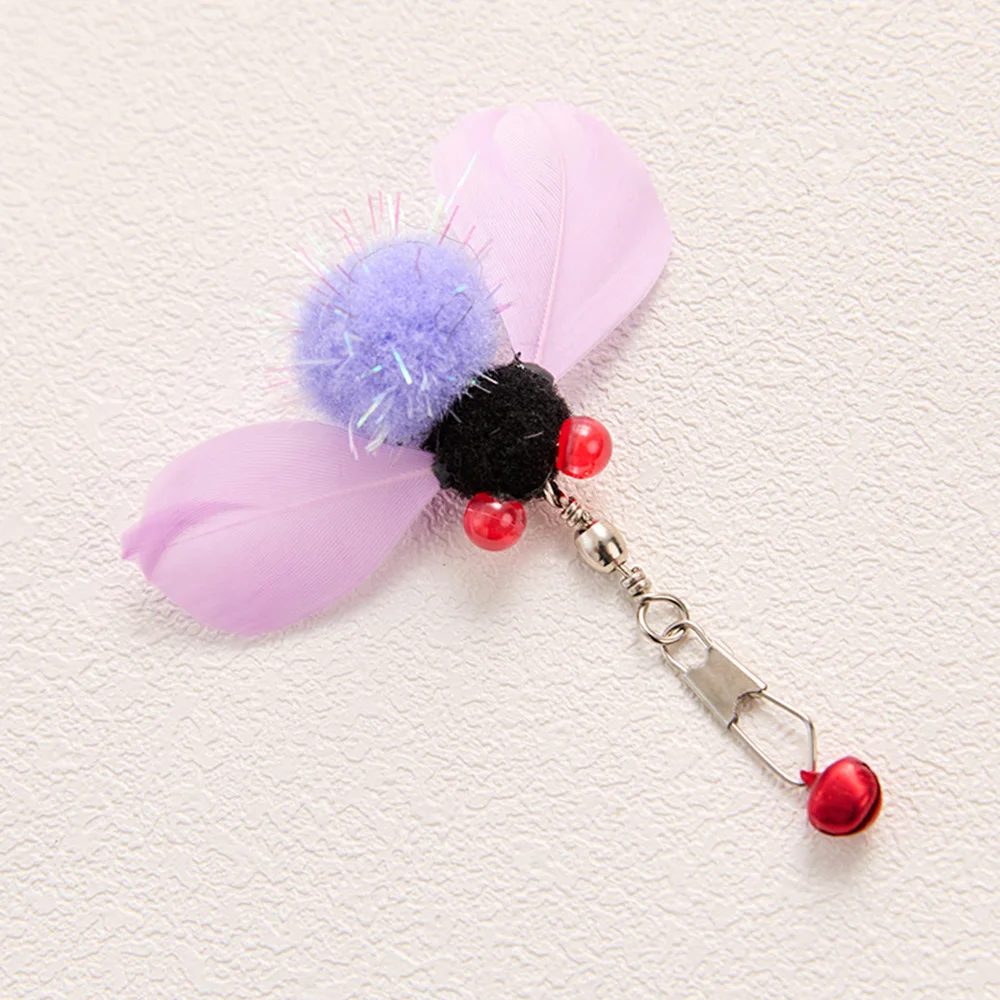 Cabezal de repuesto para rompecabezas para gatos, juguete para mascotas con plumas y insectos realistas, recambio para juego interactivo con varita para gatos - imagen 3