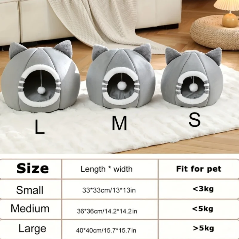 Cama cueva para gatos con colchón suave de sueño profundo - imagen 4