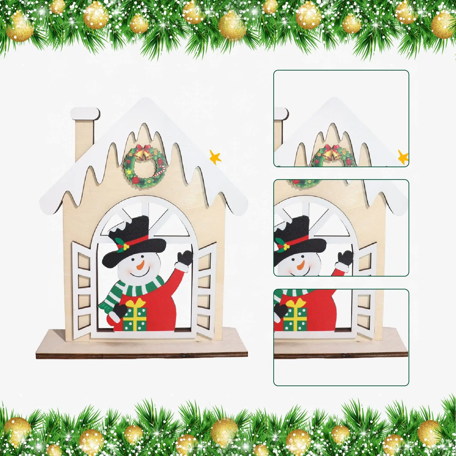 Decoración de mesa navideña, adorno de madera, placa coleccionable de mesa navideña para estantes, ventana, granja, comedor - imagen 5